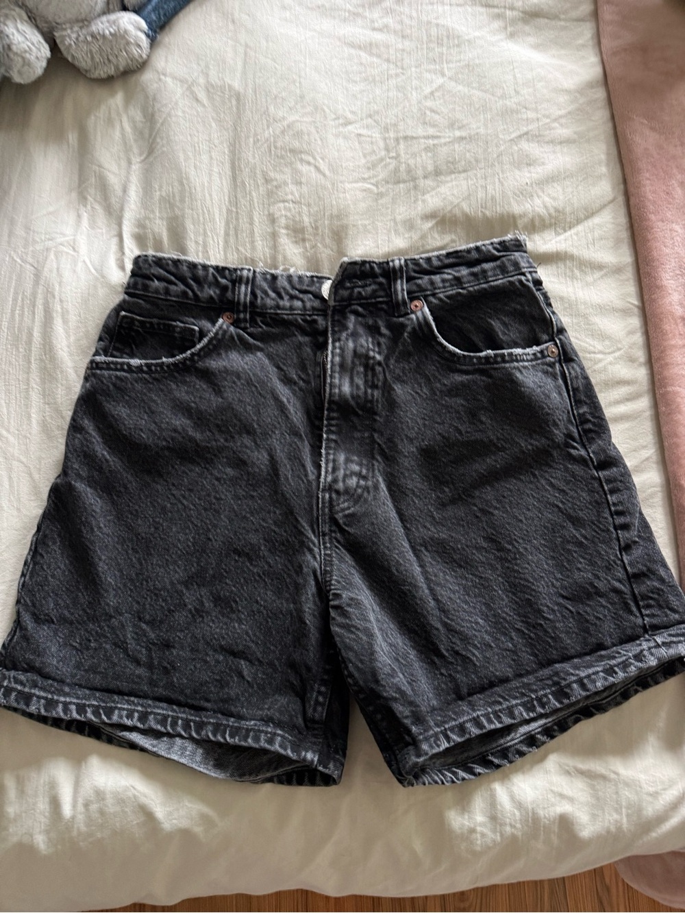 Zara Black High-Rise Denim Shorts